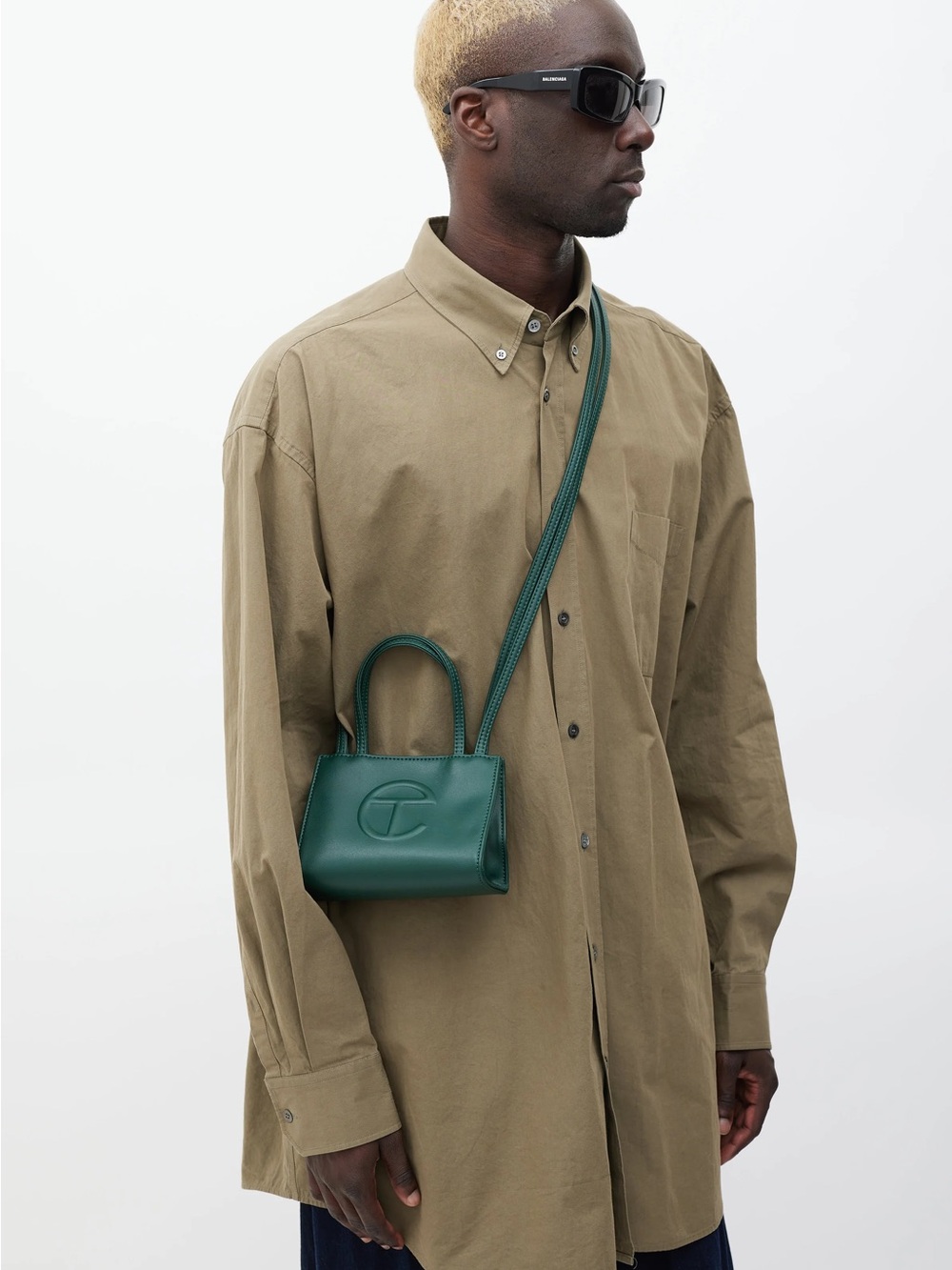 Telfar Forest Green Small Leather Shopping Bag